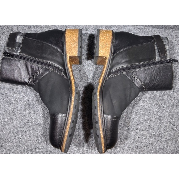 Earth Elements Taylen Boot Bootie Lug Sole Patchwork Black Leather Size 12M - Picture 4 of 10